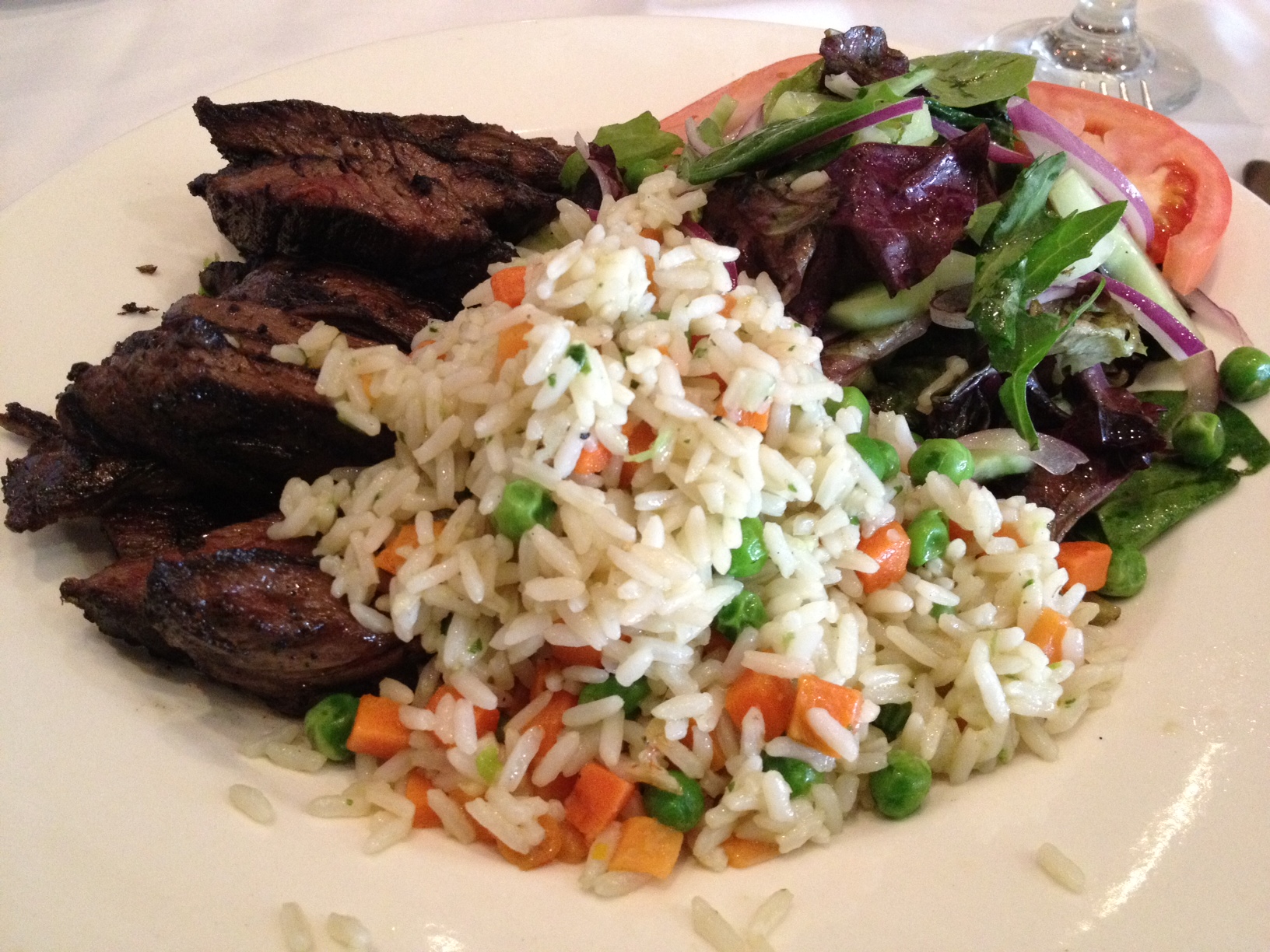 Steak and Rice Garden Salad Plate