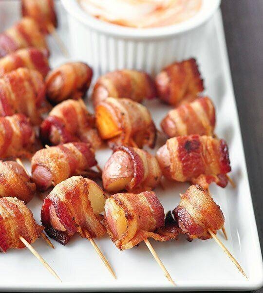 Bacon-Wrapped Potato Bites make for the perfect appetizer for NFL Playoff Sundays!