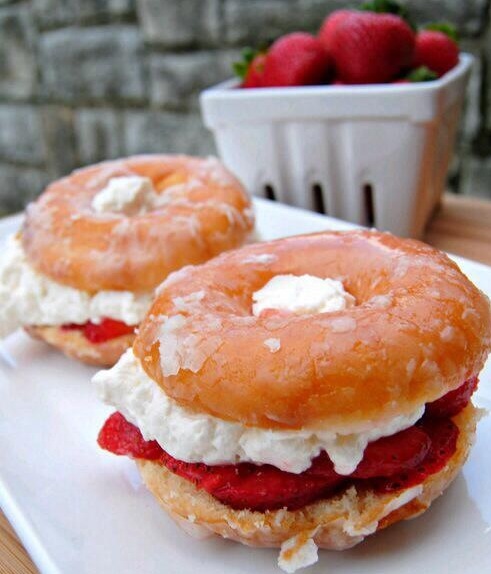 Strawberry And Cream Cheese Donut Sandwich