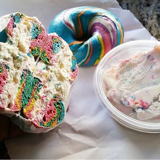 Fruit Loops flavored Bagel with Funfetti Cream Cheese is exactly what you think it would be: "Amazing" word to @Sol3Flower