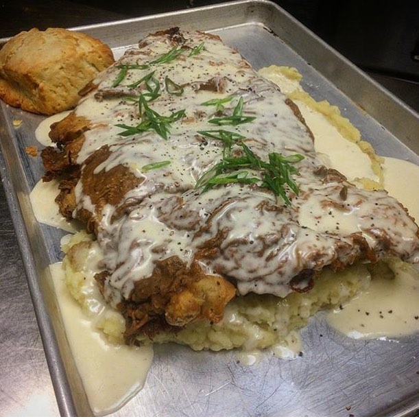 GIANT Sized Chicken Fried Steak! Trust us & @SpaceCityCowboy, Add @HayMerchant to your do List and Thank us Later!! 💣🔥