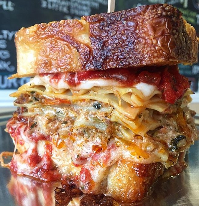 The Lasagna Grilled Cheese Sandwich from @RoseCityPizza is such a Major!! 😍😳😍😳