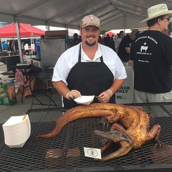 The Smoked Gator from @PinkertonsBBQ was the Talk of @HouBBQ Today!! Are you about that Life?? 😜🐊😜 | 😳🐊😳 | 🔥🐊🔥 | 👀🐊👀 | 📸: @EricSandler