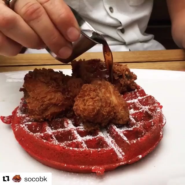 Chicken N Red Velvet Waffles, Yeah @SocoBK got you covered!! 😍😜😍