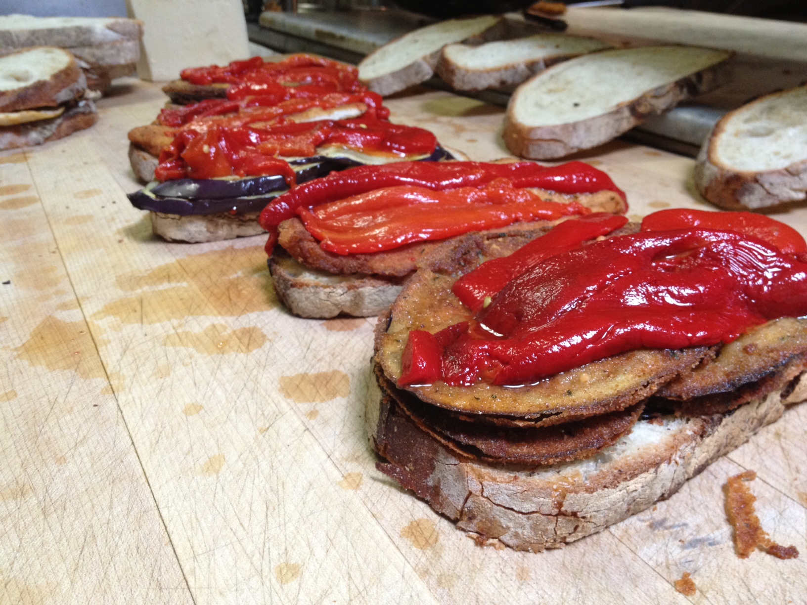 Eggplant Panini’s With Roasted Peppers