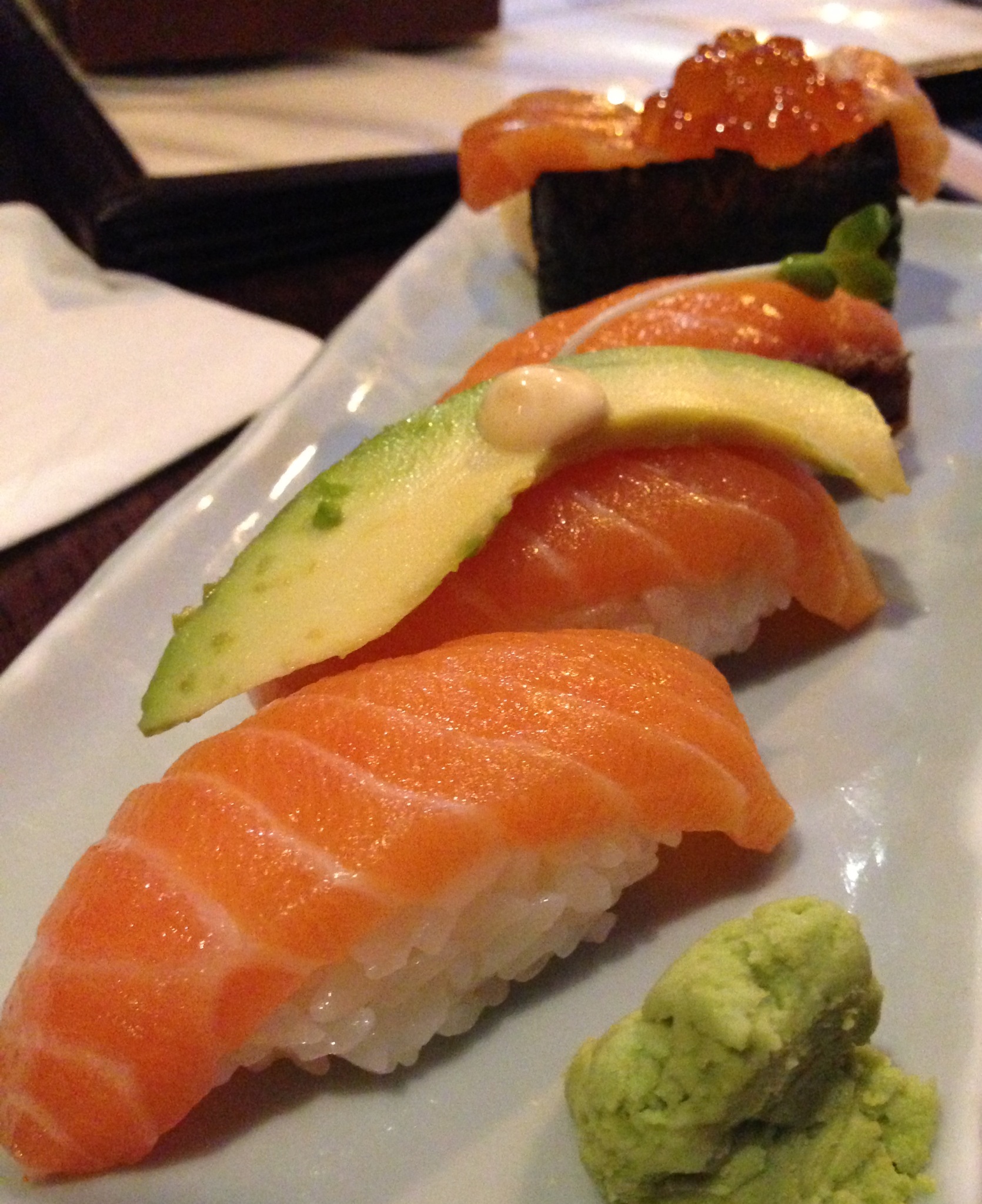 All Salmon Everything: Marinated, Avocado, Spicy Mayo, Roe Boat Wrapped!