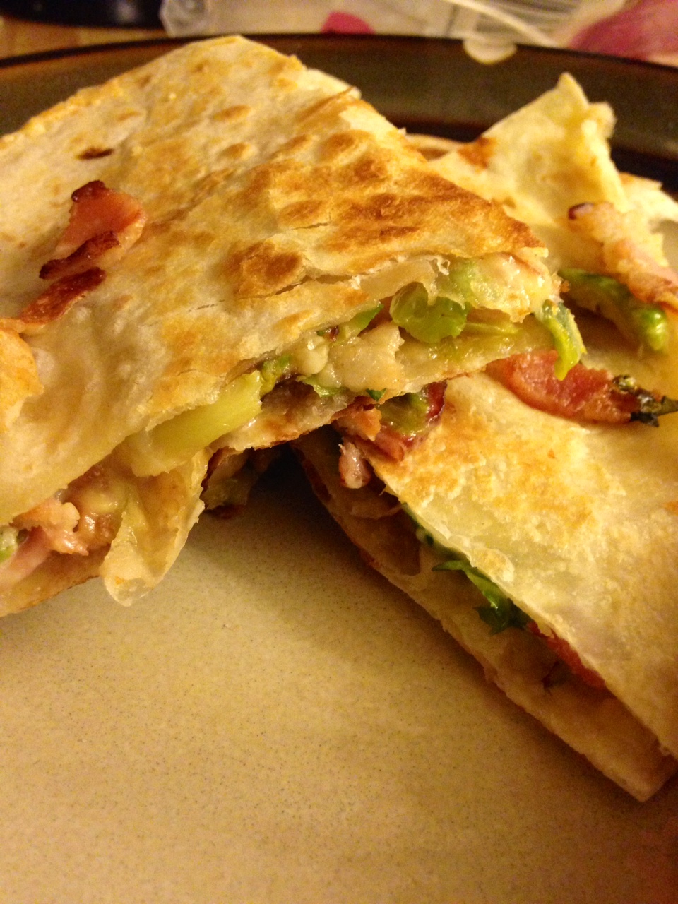 Brussels, Bacon, Bean, and Smoked Gouda Quesadillas