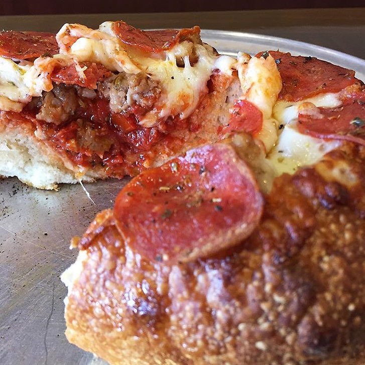 Trying to look deep into the future. Well really just this deep Pizza Bread Bowl that’s made with home made Marinara, Fennel Sausage, Mozzarella and Pepperoni. Yes all of that fits inside and will be more than amazing to eat!! @rosecitypizza continuously pushing the boundaries! || #YGET #YouGottaEatThis #WDYET || #💣 #😍 #😳 #🍕