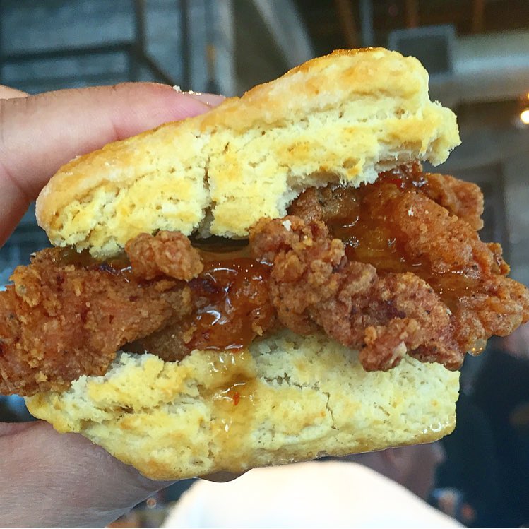 hi – @cy_eats again to share a goodie from my weekend in miami: @ybsouthern’s amazing fried chicken 🍗 biscuit with pepper jelly. this was so on point 🎯. follow me to see other highlights of my travels as well as where i’m eating in my home base, NYC.
