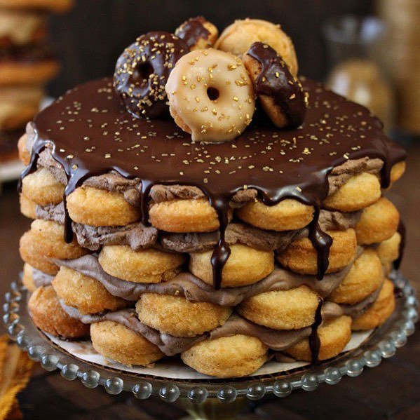 Donut Cake With Mocha Whipped Cream!! Hey @Elabau this has to go down in the History Books!!