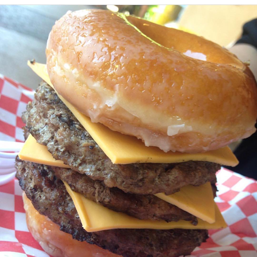 Krispy Kreme Doughnut Triple Decker Cheeseburger 🍔🍔🍔 You about that Life???!! | 📸: @Jay_Duh_Linn 🍩🍩🍩